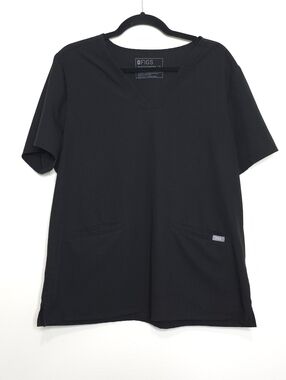 Figs Casma Three-Pocket Scrub Top Women's Black Size XL Technical Collection